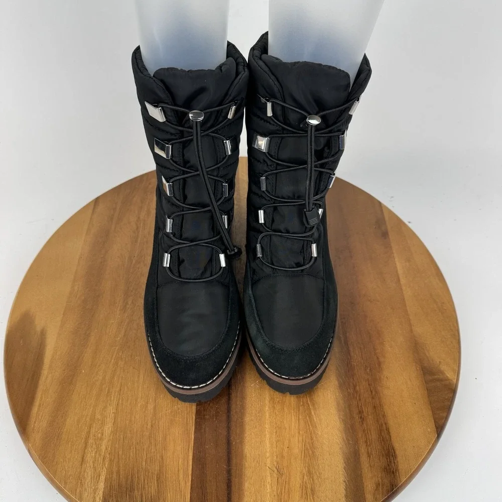 Womens Blondo Daylor Black Quilted Nylon Waterproof Casual Heeled Boots Size 9 M